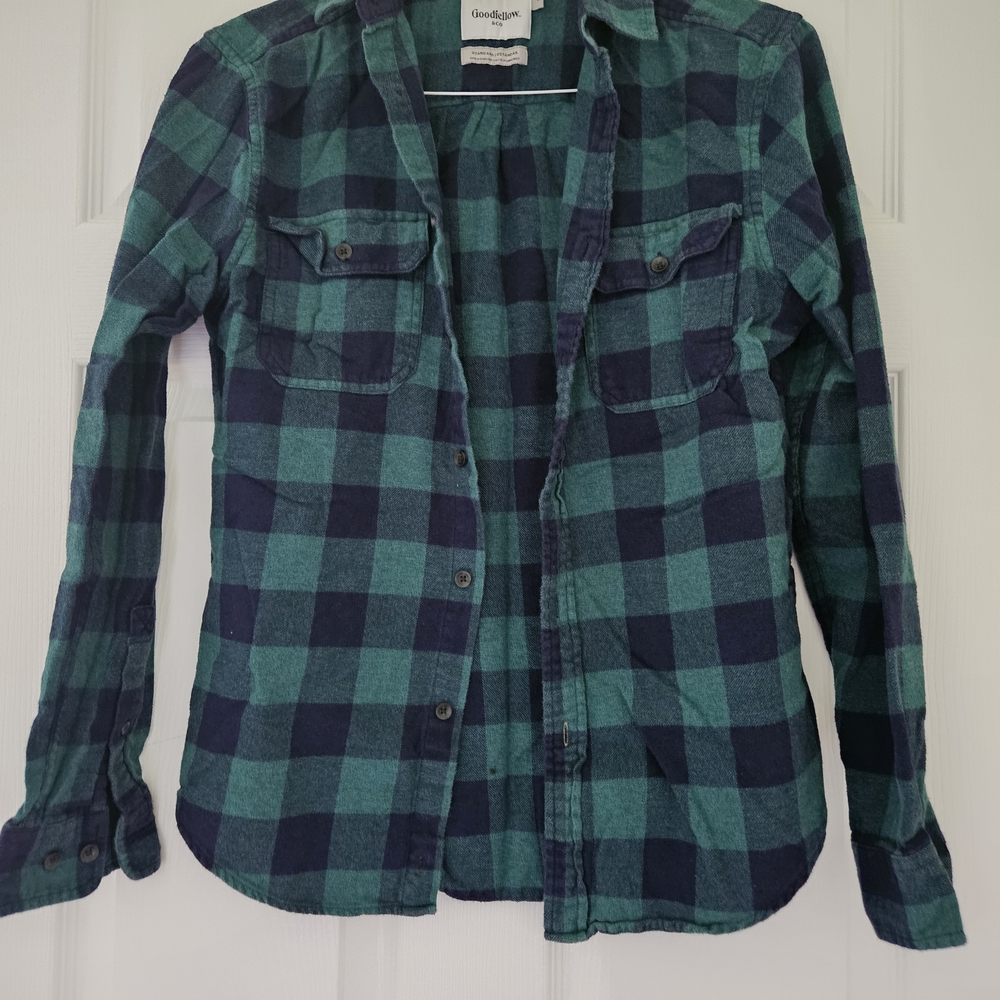 Goodfellow & Co Teal and Navy Plaid Shirt